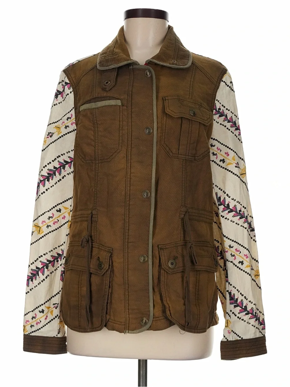 Free People “Follow Your Heart” Boho Aztec Patchwork Sleeve Jacket• Medium